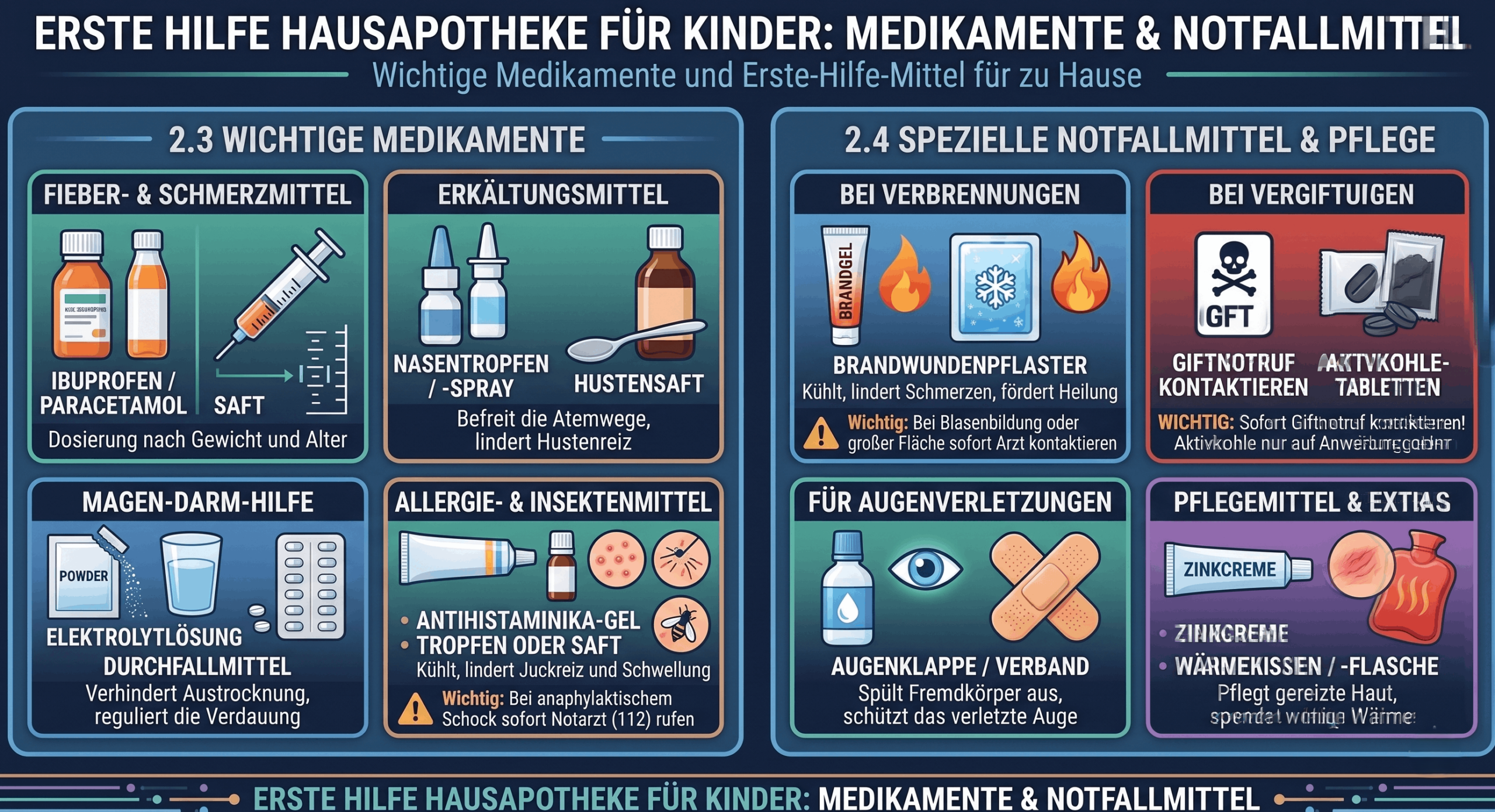 Schaubild der Neutor Apotheke Dortmund zum Thema Kinderapotheke und Medikationen.