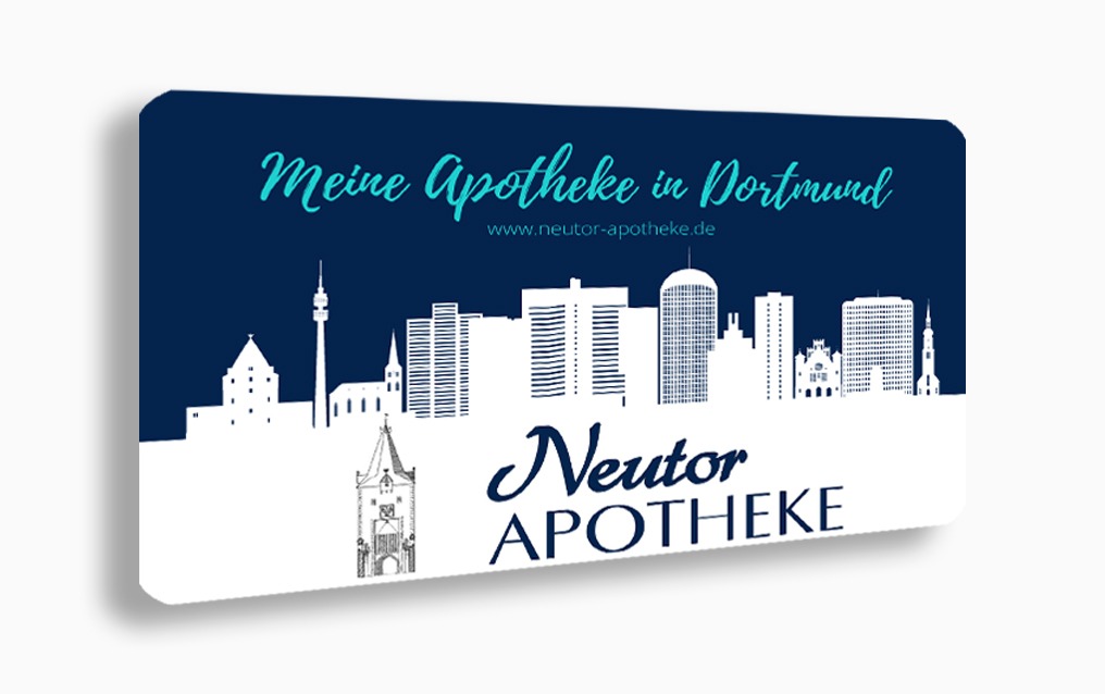 Kundenkarte der Neutor Apotheke Dortmund auf weißem Hintergrund.