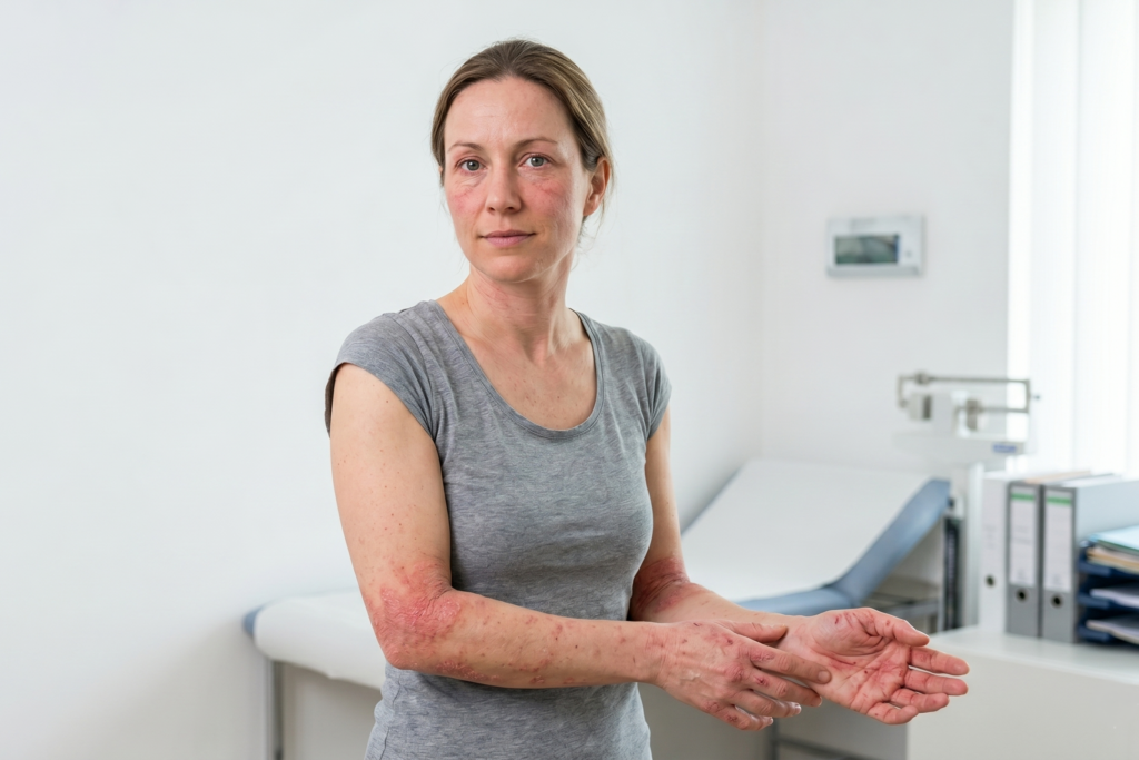 Eine Patientin der Neutor Apotheke Dortmund mit Neurodermitis